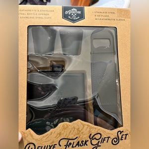 Leather Flask set with shot glasses and bottle opener